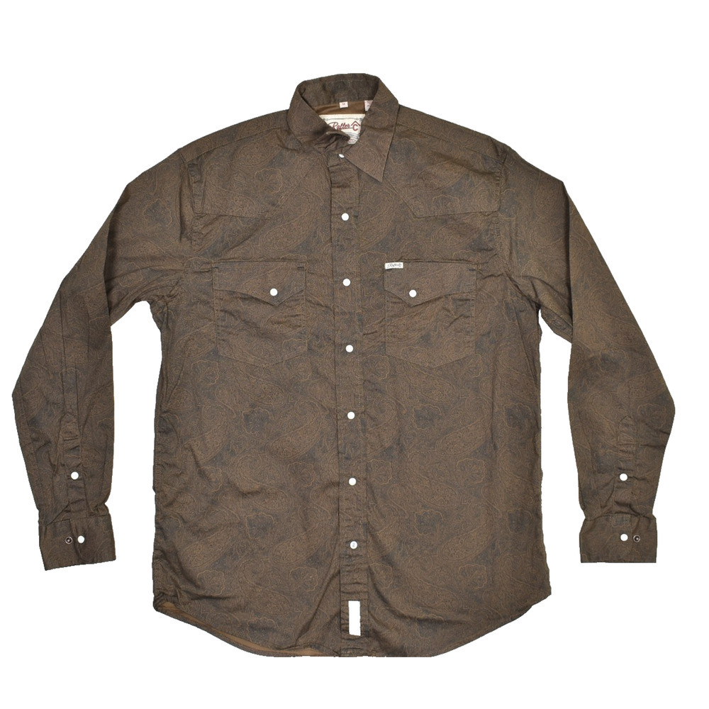 Rafter C Cowboy Collection Men's Paisley Western Shirt Size M Brown ProFlex 45